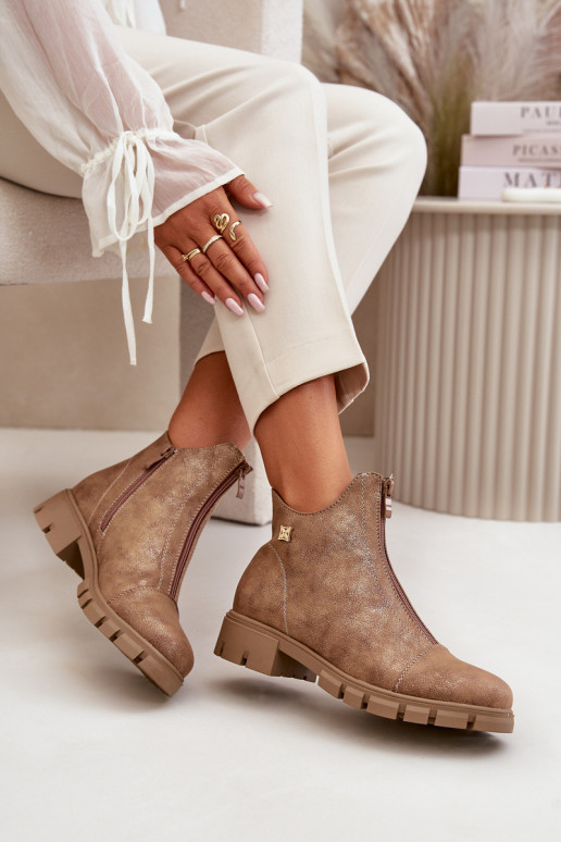 voodriga Pealiste poolsaapad Z Przetarciami Eko Pealhk pruunid värvi-Kuldset värvi Verietta