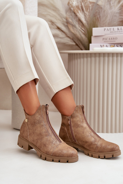 voodriga Pealiste poolsaapad Z Przetarciami Eko Pealhk pruunid värvi-Kuldset värvi Verietta