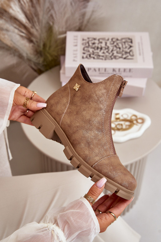 voodriga Pealiste poolsaapad Z Przetarciami Eko Pealhk pruunid värvi-Kuldset värvi Verietta