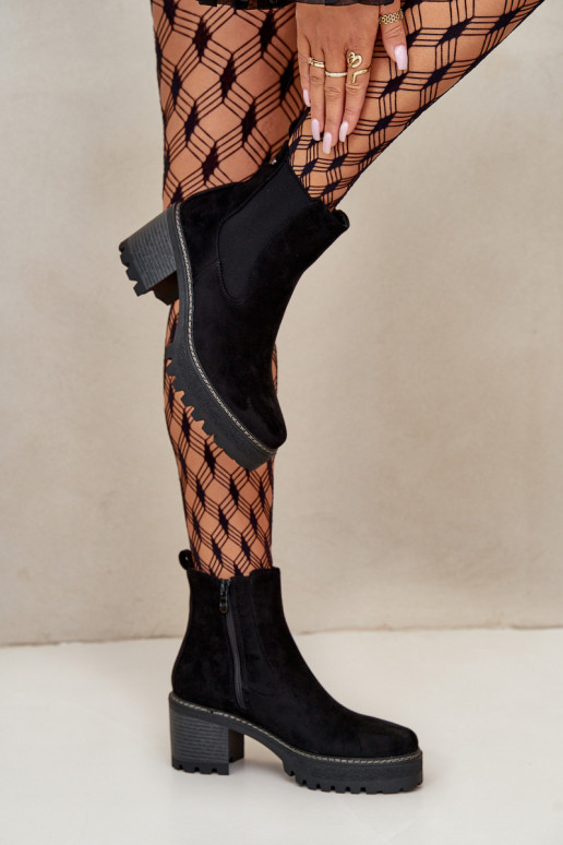 Pealiste poolsaapad voodriga kõrge jämeda kontsaga Eco Suedeosissee msuud Irissinae Pealiste poolsaapad voodriga kõrge jämeda kontsaga Eco Suedeosissee msuud Irissinae