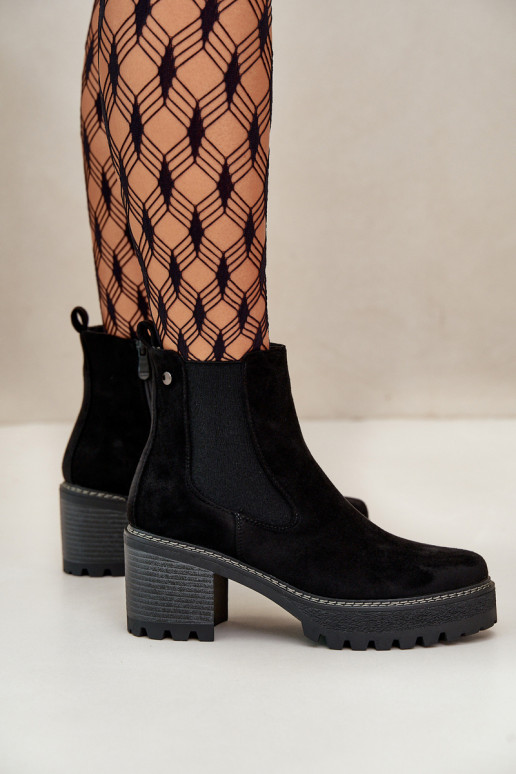 Pealiste poolsaapad voodriga kõrge jämeda kontsaga Eco Suedeosissee msuud Irissinae Pealiste poolsaapad voodriga kõrge jämeda kontsaga Eco Suedeosissee msuud Irissinae