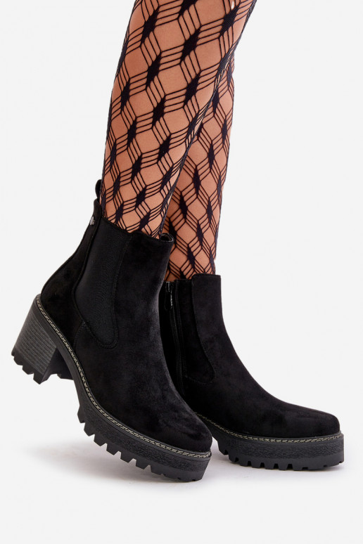 Pealiste poolsaapad voodriga kõrge jämeda kontsaga Eco Suedeosissee msuud Irissinae Pealiste poolsaapad voodriga kõrge jämeda kontsaga Eco Suedeosissee msuud Irissinae