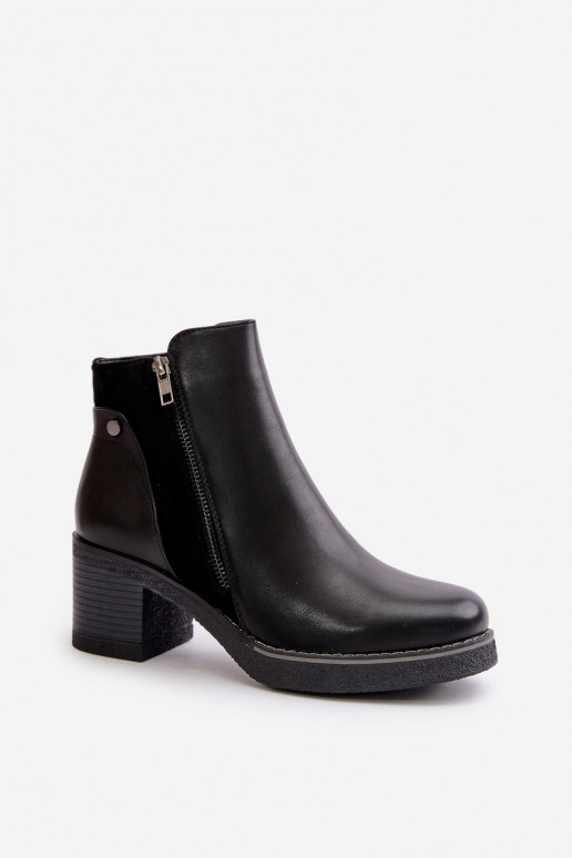 Pealiste poolsaapad eko-nahast kõrge jämeda kontsaga voodriga msuud Revianna