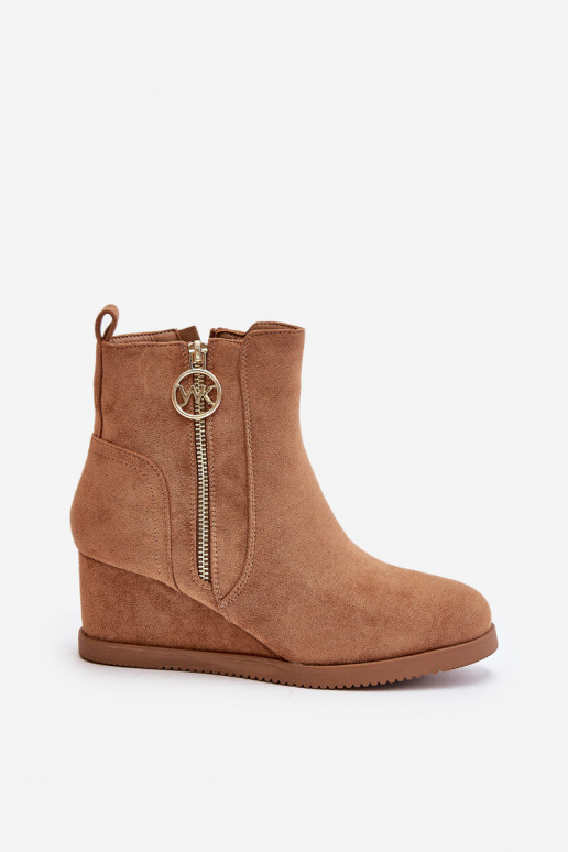 voodriga Pealiste poolsaapad platvormiga dekoratiivsete lukkudega Eco Suedeosissee pruunid värvi Leretha