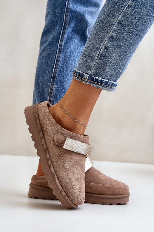 Pealiste omad Sussid voodriga karusnahaga platvormiga pruunid värvi Azida