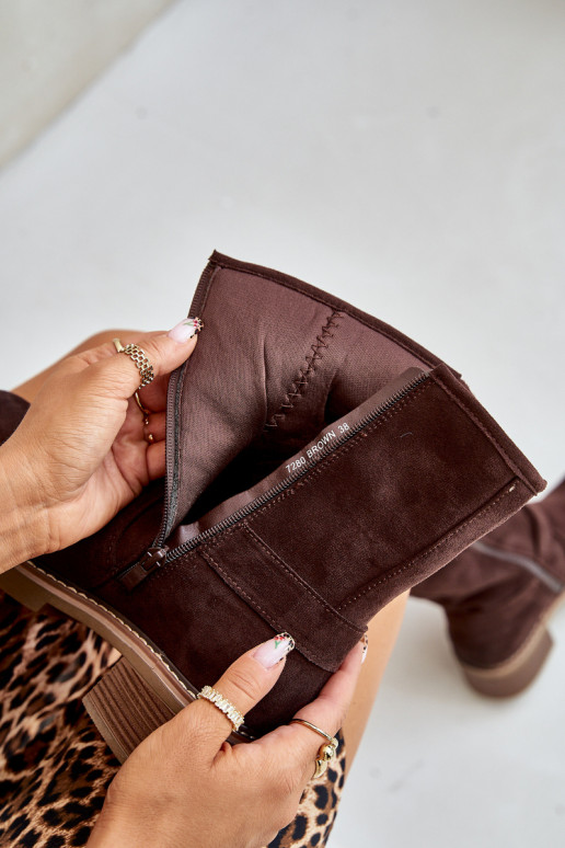 Pealiste poolsaapad Sellel ondala kontsaga neetide ja pandlaga pruunid värvi Zudra