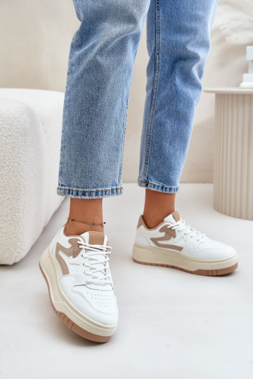 Naiste Sneakers mudelkingad ökonahast platvormiga Valge-liiva värvi Henizore