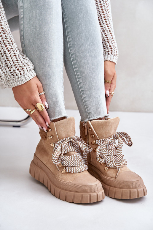 Pealiste omad voodriga Pealiste poolsaapad jalanõud platvormiga pruunid värvi Alcyhen Pealiste omad voodriga Pealiste poolsaapad jalanõud platvormiga pruunid värvi Alcyhen