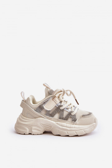 Sneakers tüüpi jalanõud Laste jalanõud säravate kristallidega beeži värvi Rianalla 2