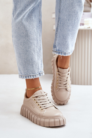 voodriga Sneakers tüüpi jalanõud Pealiste omad Big Star MM274618 beeži värvi