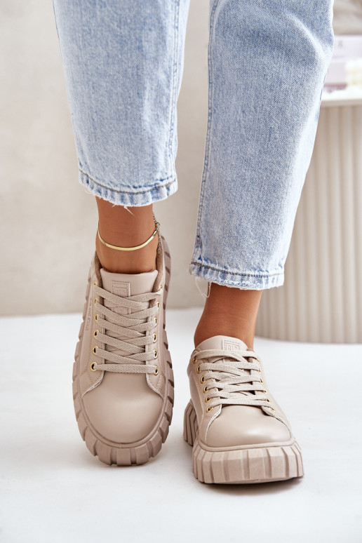 voodriga Sneakers tüüpi jalanõud Pealiste omad Big Star MM274618 beeži värvi