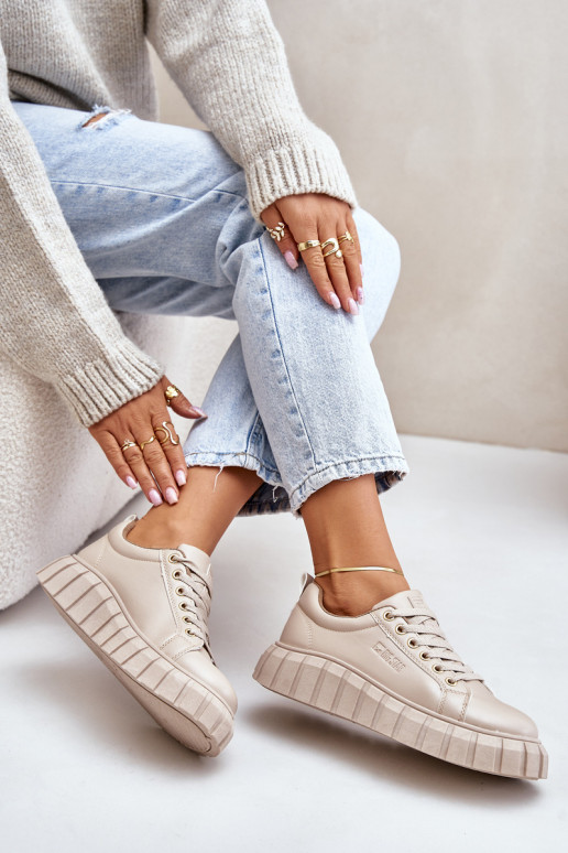 voodriga Sneakers tüüpi jalanõud Pealiste omad Big Star MM274618 beeži värvi