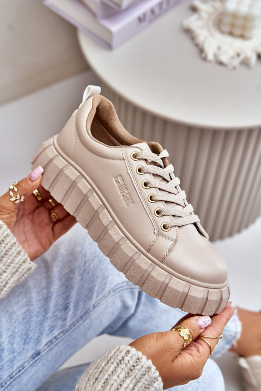 voodriga Sneakers tüüpi jalanõud Pealiste omad Big Star MM274618 beeži värvi