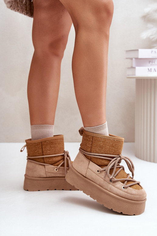 nööpidega lumesaapad saapad koos stiilsete detailidega platvormiga pruunid värvi Sellel onvora