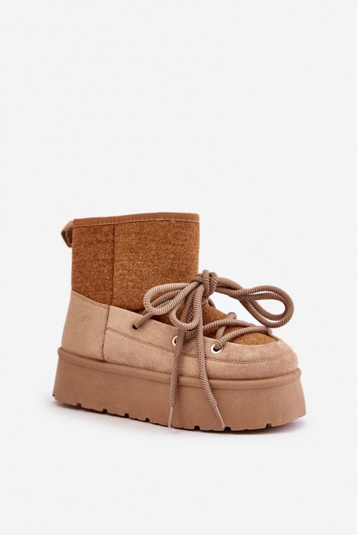 nööpidega lumesaapad saapad koos stiilsete detailidega platvormiga pruunid värvi Sellel onvora