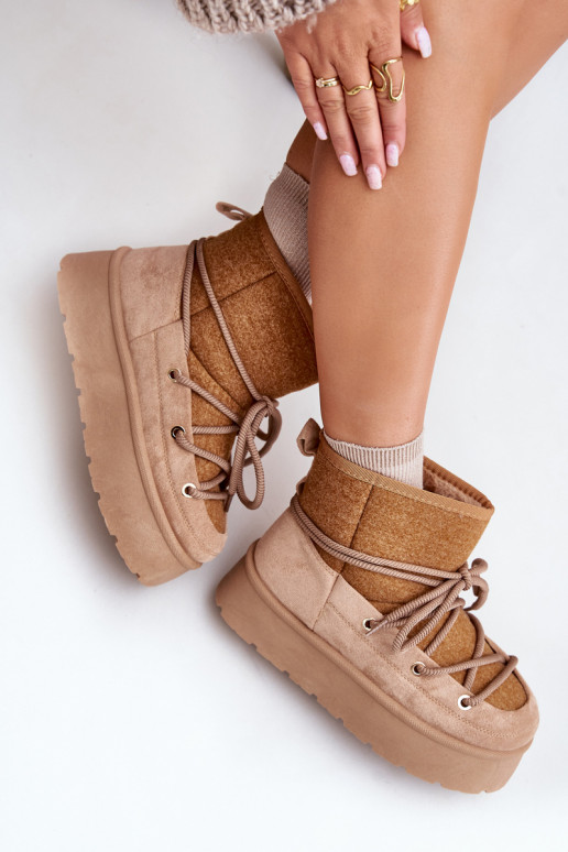 nööpidega lumesaapad saapad koos stiilsete detailidega platvormiga pruunid värvi Sellel onvora