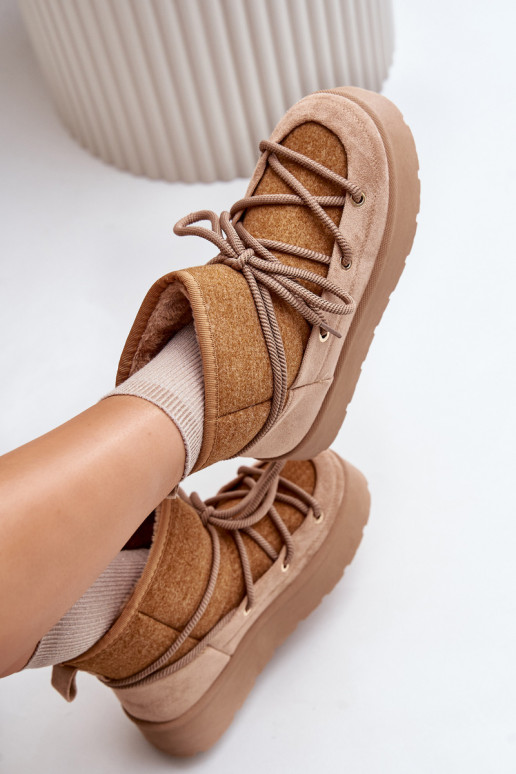 nööpidega lumesaapad saapad koos stiilsete detailidega platvormiga pruunid värvi Sellel onvora