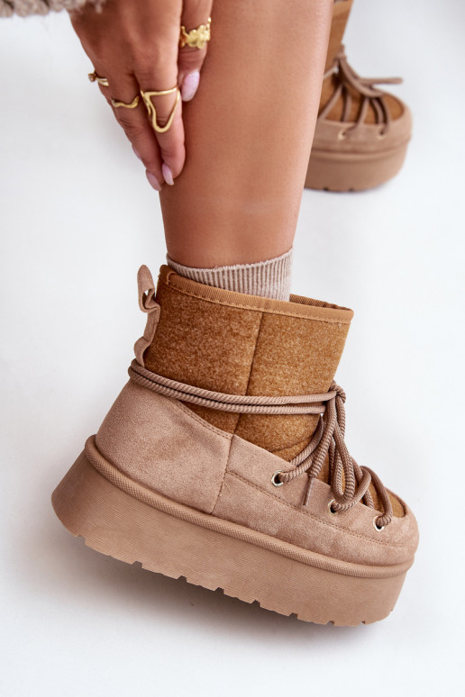 nööpidega lumesaapad saapad koos stiilsete detailidega platvormiga pruunid värvi Sellel onvora