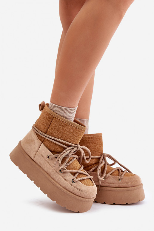 nööpidega lumesaapad saapad koos stiilsete detailidega platvormiga pruunid värvi Sellel onvora