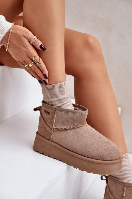 Sellel ondal nööpidega lumesaapad platvormiga Big Star OO274A100 beeži värvi Sellel ondal nööpidega lumesaapad platvormiga Big Star OO274A100 beeži värvi