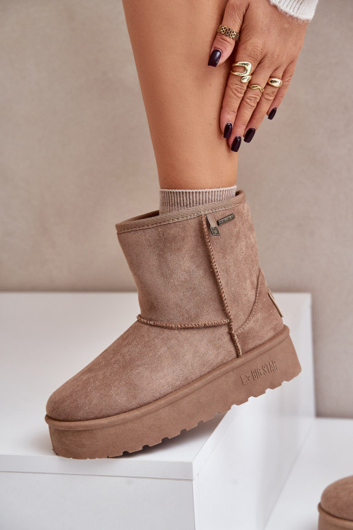 Kõrge nööpidega lumesaapad Pealiste omad platvormiga Big Star OO274A097 beeži värvi