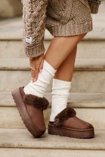 Plätud Pealiste omad platvormiga karusnahaga pruunid värvi Linaris