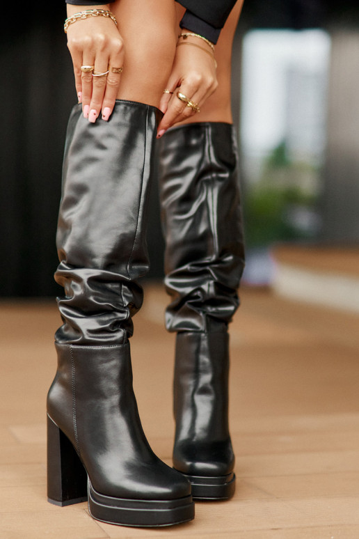 Slip-on pika säärega saapad kõrge jämeda kontsaga Ja platvorm Koos rüüsidega voodriga msuud Beridra