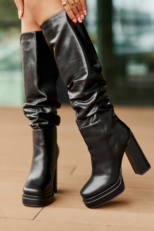 Slip-on pika säärega saapad kõrge jämeda kontsaga Ja platvorm Koos rüüsidega voodriga msuud Beridra