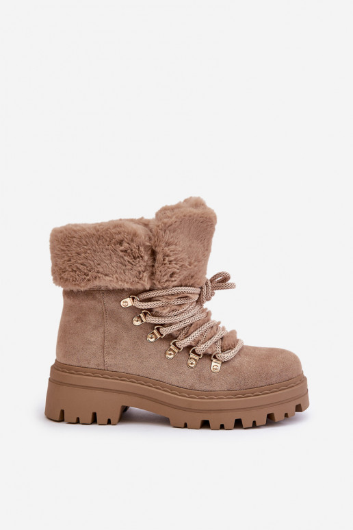 nööritavad jalanõud Pealiste omad karusnahaga beeži värvi Vaminia