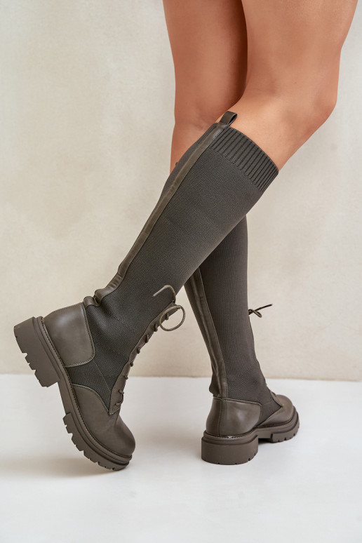 Slip-on pika säärega saapad Ze Skarpetkosisseą Cholesisseką khakivärvi Iranel