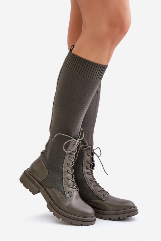 Slip-on pika säärega saapad Ze Skarpetkosisseą Cholesisseką khakivärvi Iranel