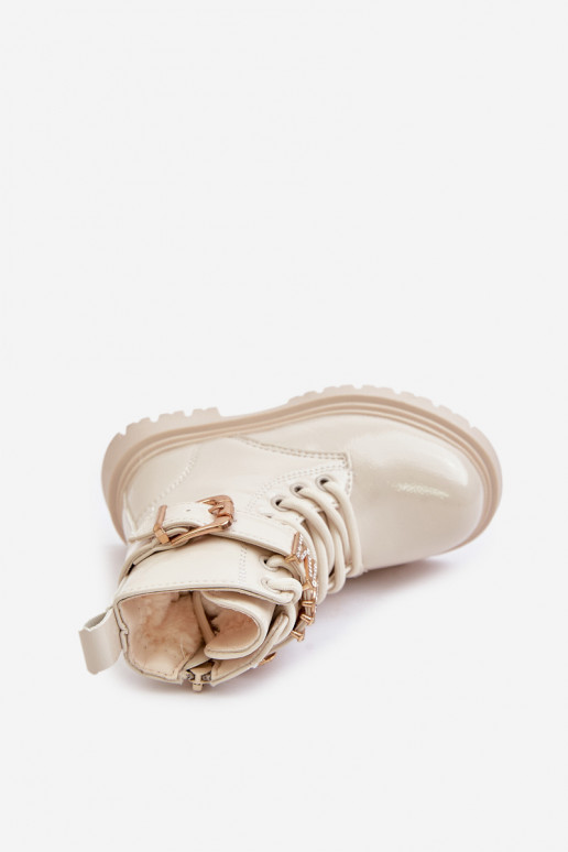 Pealiste poolsaapad Laste Laque voodriga dekoreeritud kontsaga beeži värvi Gilian Pealiste poolsaapad Laste Laque voodriga dekoreeritud kontsaga beeži värvi Gilian