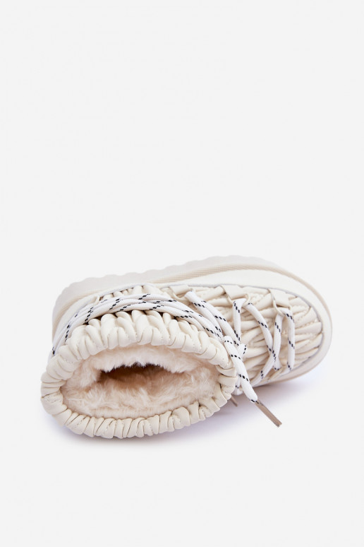 nööpidega lumesaapad Laste jalanõud voodriga Grubym karusnahaga Elevandiluu värvi Pealstira