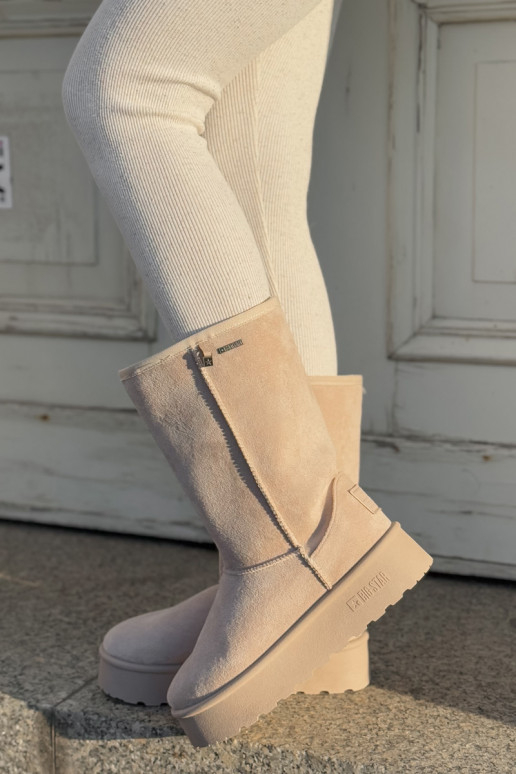 Kõrge nööpidega lumesaapad platvormiga Big Star OO274894 Elevandiluu värvi