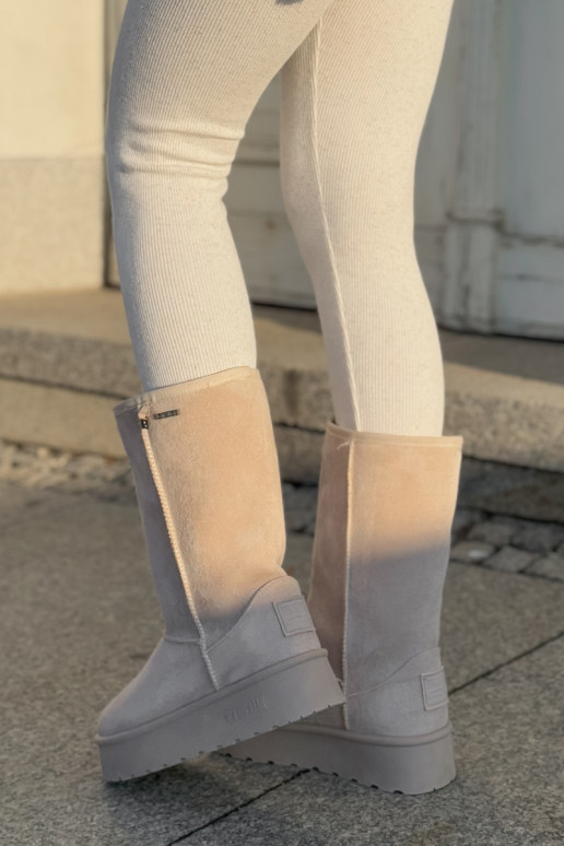 Kõrge nööpidega lumesaapad platvormiga Big Star OO274894 Elevandiluu värvi