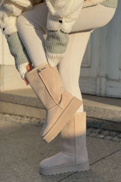 Kõrge nööpidega lumesaapad platvormiga Big Star OO274894 Elevandiluu värvi