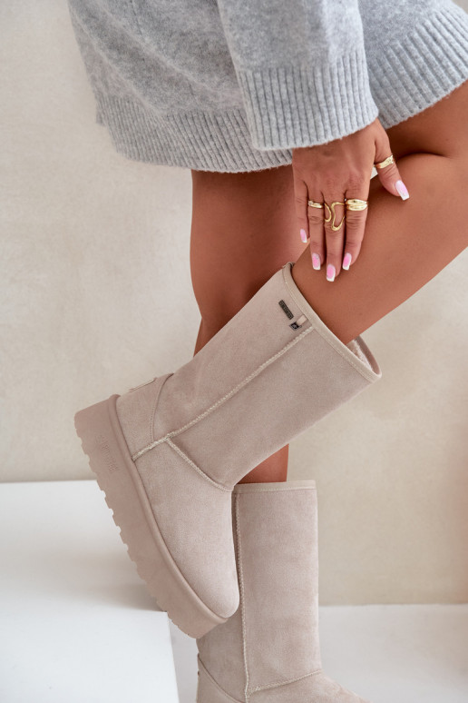 Kõrge nööpidega lumesaapad platvormiga Big Star OO274894 Elevandiluu värvi