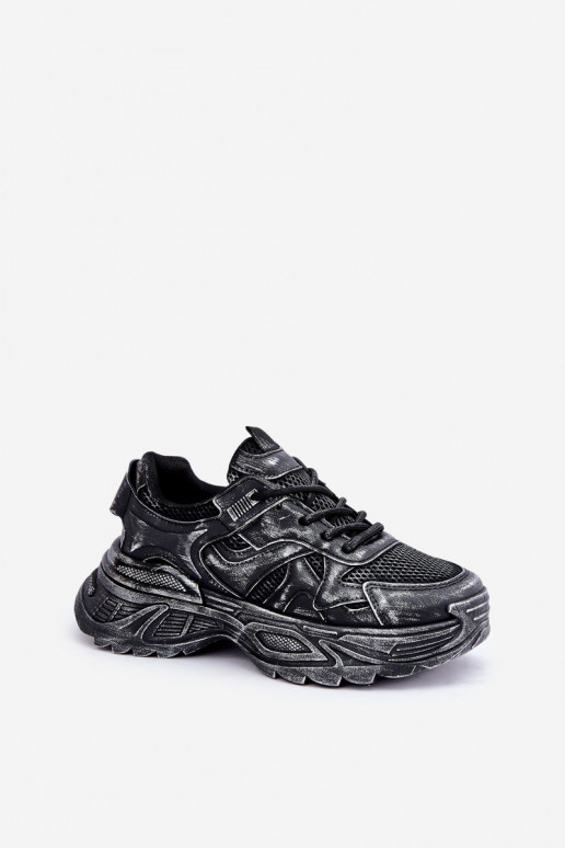 Sneakers-stiilis naiste saapad Z Przetarciami platvormiga musta värvitoonis SeladĮen