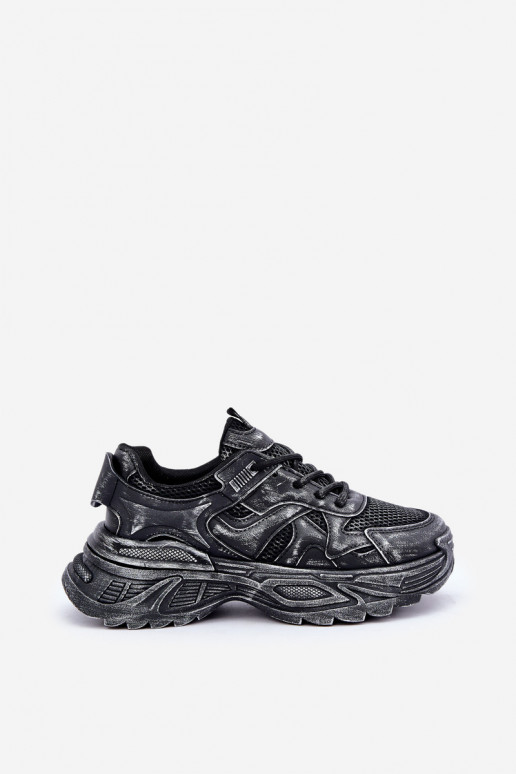 Sneakers-stiilis naiste saapad Z Przetarciami platvormiga musta värvitoonis SeladĮen