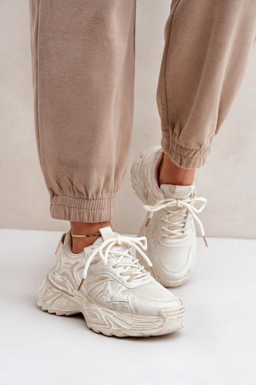 Sneakers tüüpi jalanõud Pealiste omad Z Przetarciami platvormiga beeži värvi Seladsisseen Sneakers tüüpi jalanõud Pealiste omad Z Przetarciami platvormiga beeži värvi Seladsisseen