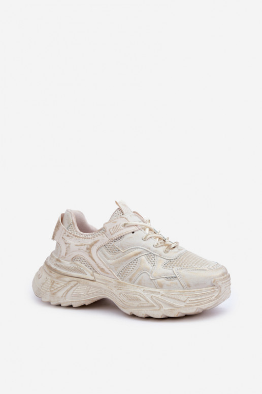 Sneakers-stiilis naiste saapad Z Przetarciami platvormiga beeži värvitoonis SeladĮen
