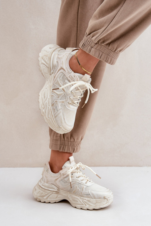 Sneakers-stiilis naiste saapad Z Przetarciami platvormiga beeži värvitoonis SeladĮen