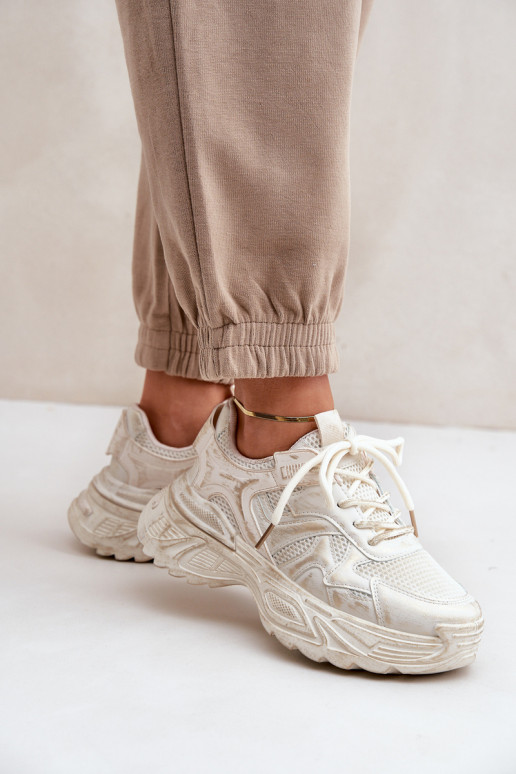 Sneakers-stiilis naiste saapad Z Przetarciami platvormiga beeži värvitoonis SeladĮen