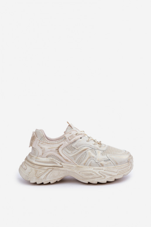 Sneakers-stiilis naiste saapad Z Przetarciami platvormiga beeži värvitoonis SeladĮen