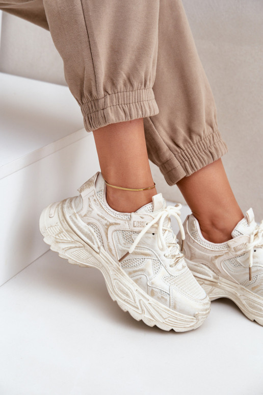 Sneakers-stiilis naiste saapad Z Przetarciami platvormiga beeži värvitoonis SeladĮen