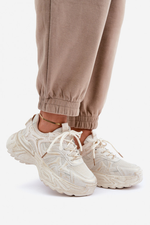 Sneakers-stiilis naiste saapad Z Przetarciami platvormiga beeži värvitoonis SeladĮen