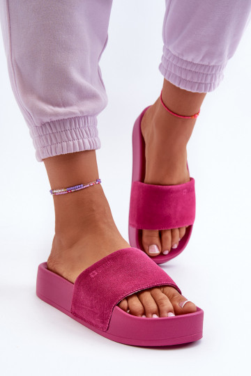 Big Star NN274A672 fuksia sametised naiste platvormsussid