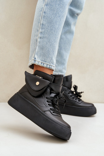 Kõrged Sneakers mudeli kingad lisakotiga platvormiga Mustad Saramis 2