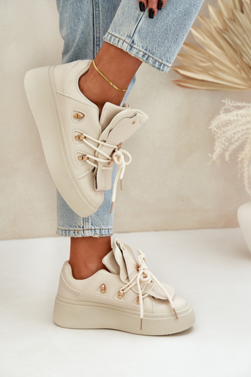 Sneakers tüüpi jalanõud Pealiste omad platvormiga beeži värvi Dolistana Sneakers tüüpi jalanõud Pealiste omad platvormiga beeži värvi Dolistana