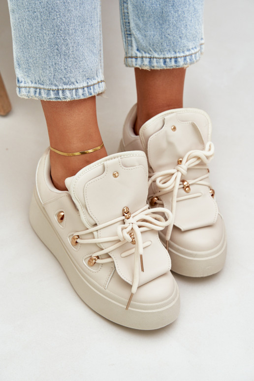 Sneakers tüüpi jalanõud Pealiste omad platvormiga beeži värvi Dolistana Sneakers tüüpi jalanõud Pealiste omad platvormiga beeži värvi Dolistana